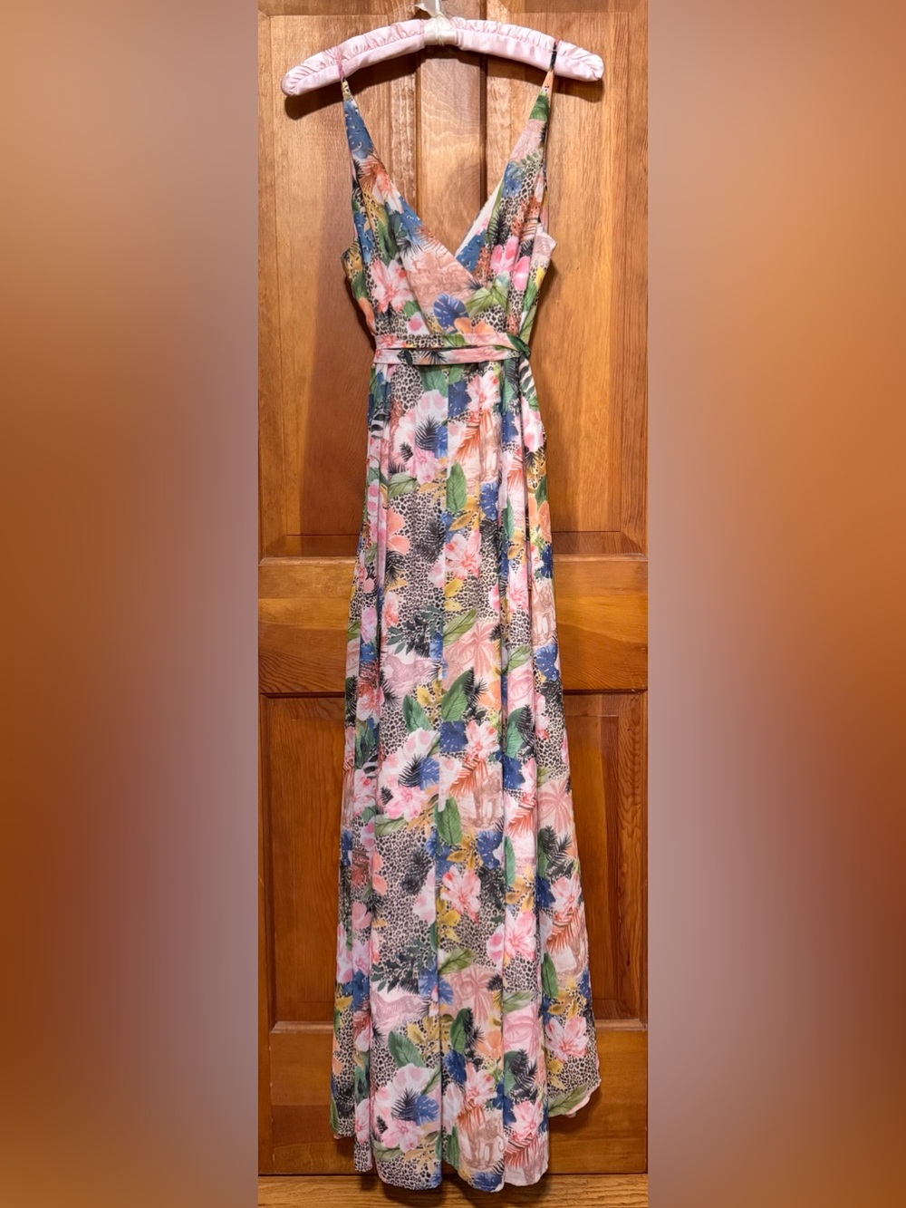 Hutch~Floral Wrap High-Low Leah Wrap Dress in Pink, Blue, Green~Size Small~$335~ - Picture 7 of 8
